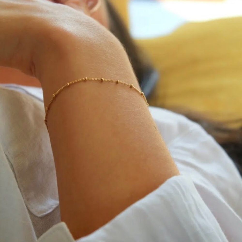 ⚜️𝟯𝟬%𝗢𝗙𝗙 𝗯𝘂𝗻𝗱𝗹𝗲𝘀 𝟯+⚜️ NEW Thin Beaded Chain Stainless Steel Bracelet - Picture 5 of 15